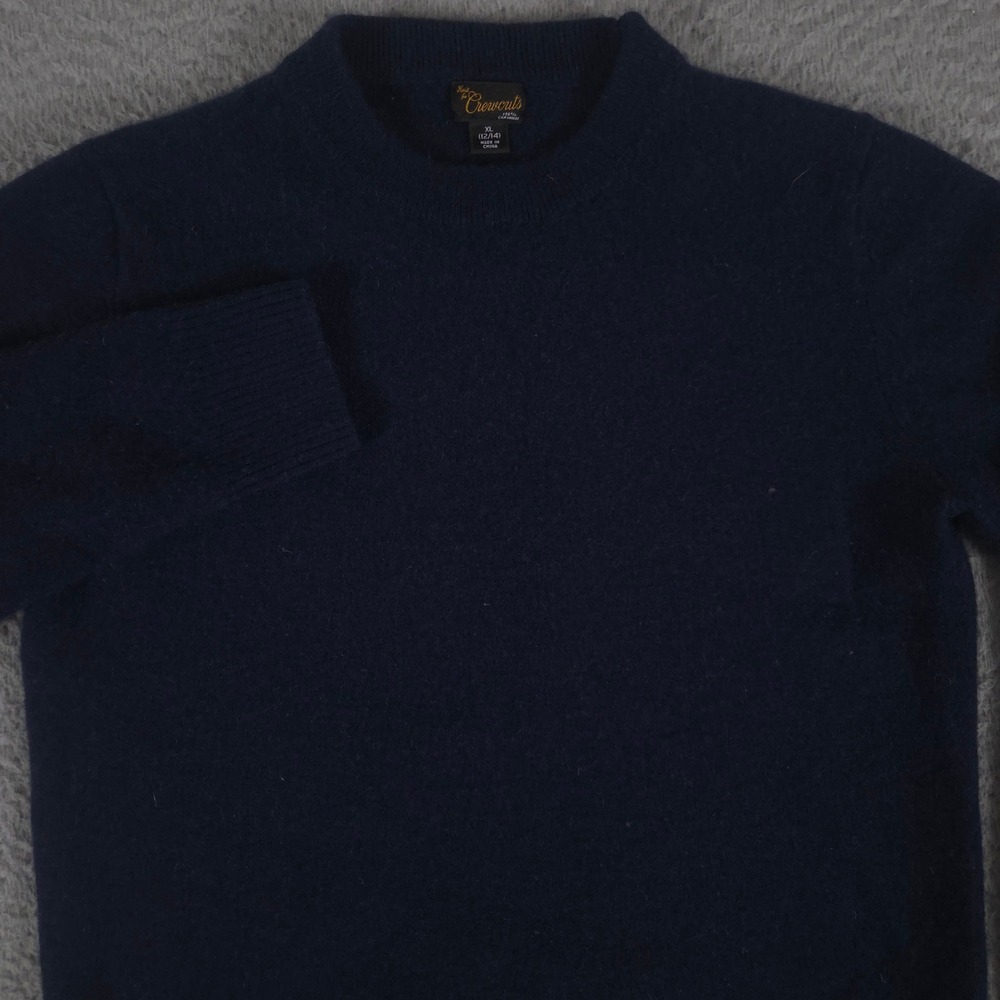 Crewcuts Sweater Boys XL Navy Cashmere Crewneck Soft Knit Warm Classic Holiday